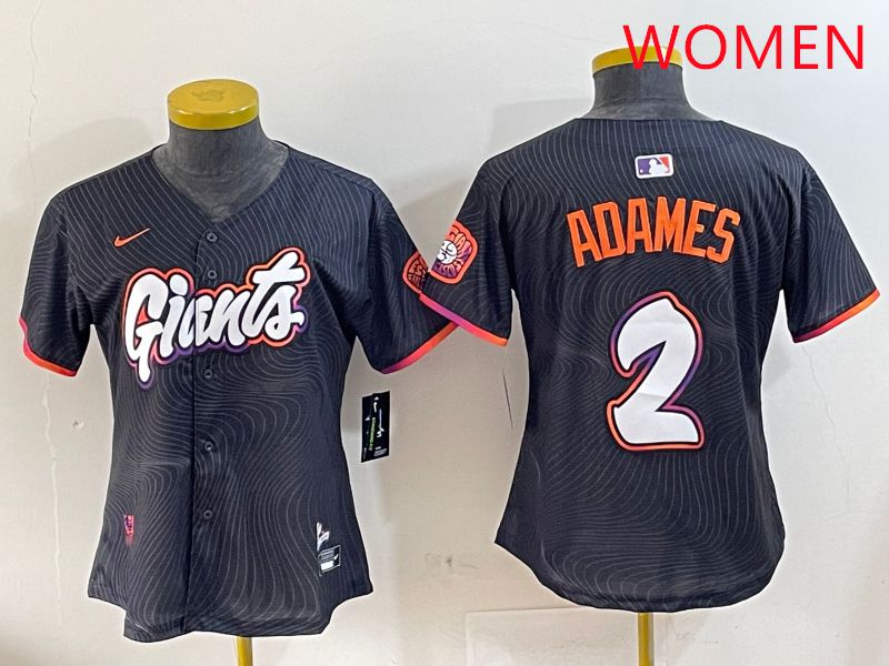 Women San Francisco Giants #2 Adames Black Joint Name Nike 2025 MLB Jersey style 1->women mlb jersey->Women Jersey